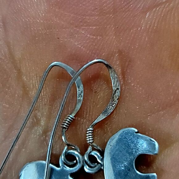 Sterling Silver Southwestern Bear Earrings - Picture 3 of 5